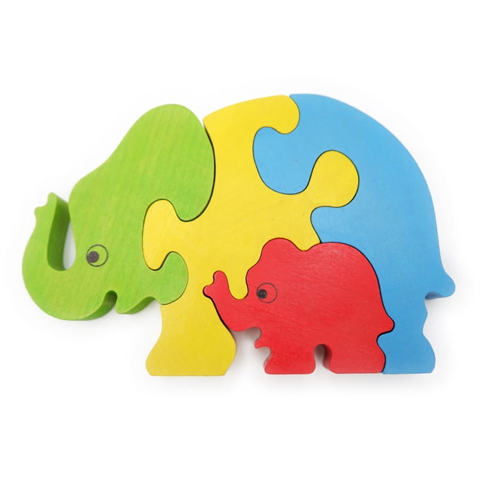 Układanka drewniana kolorowa Słonik - puzzle drewniane dla dzieci
