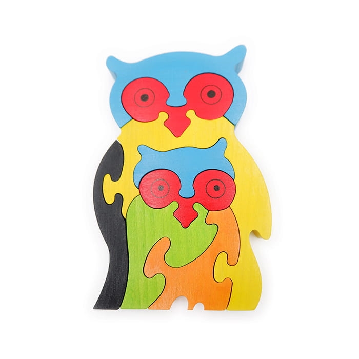 Układanka drewniana kolorowa Sowa - puzzle drewniane dla dzieci