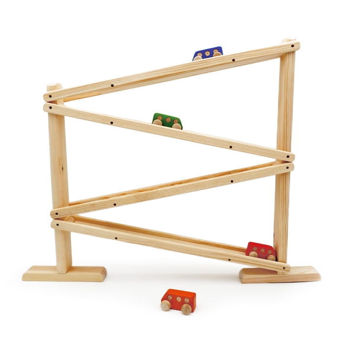 Drewniany tor samochodowy z czterema samochodzikami - Eko-Bastjan 3+