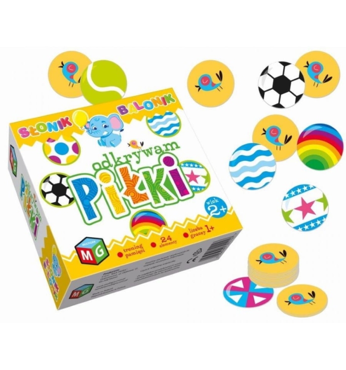 Kolorowe elementy gry Odkrywam Piłki Multigra – gra sensoryczna dla najmłodszych