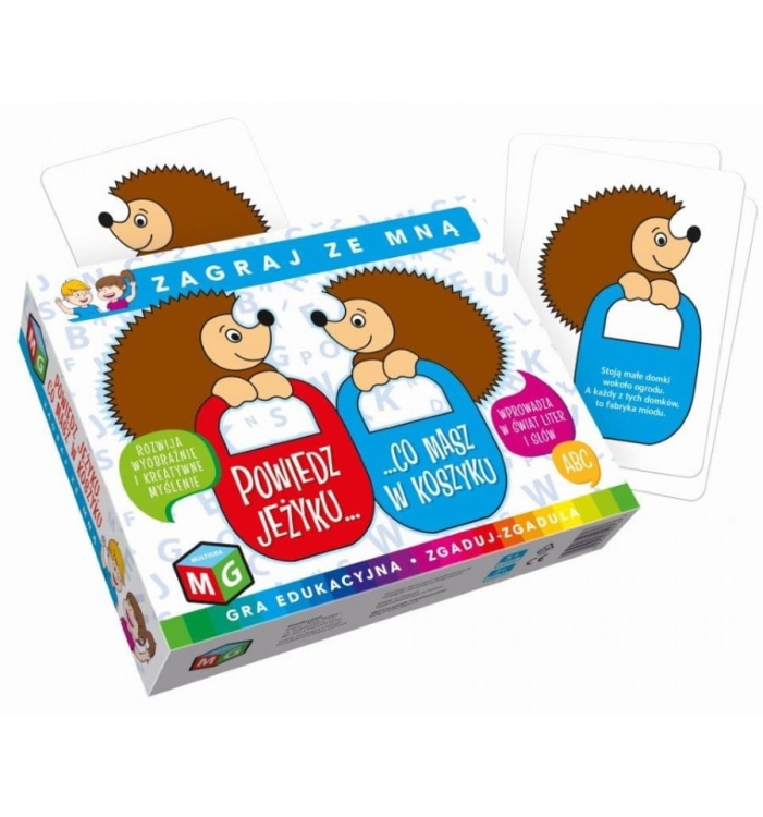 Kolorowe elementy gry Powiedz języku Multigra – nauka słownictwa dla przedszkolaków