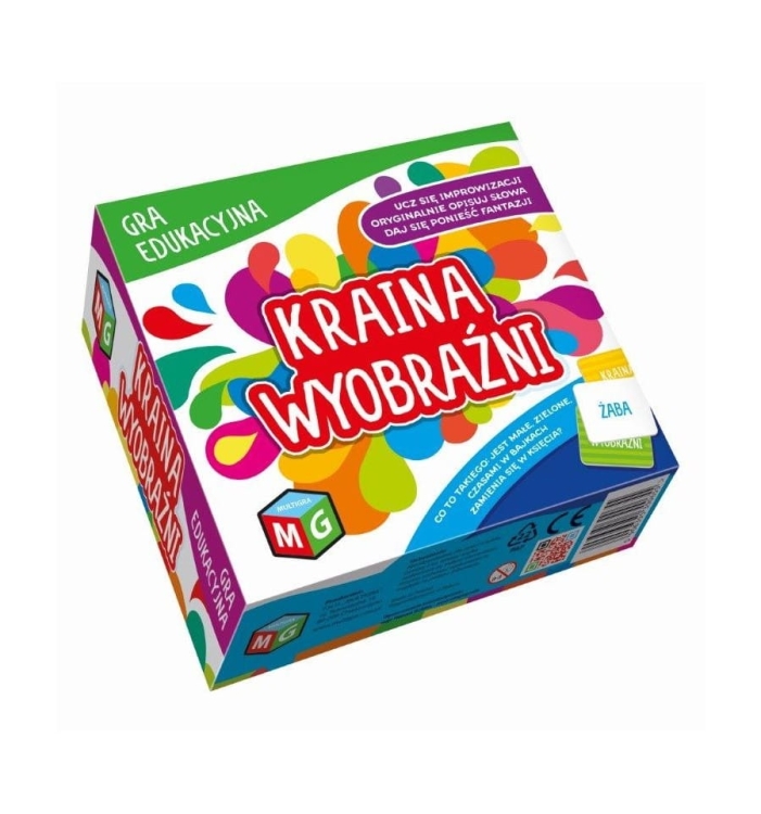 Gra kreatywna Kraina Wyobraźni Multigra – zestaw kart z ilustracjami i żetonami do rozgrywki edukacyjnej dla dzieci 8+