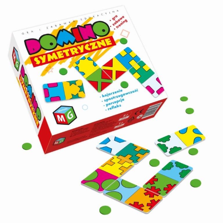 Elementy gry Domino Symetryczne Multigra – nauka rozpoznawania wzorów i kształtów