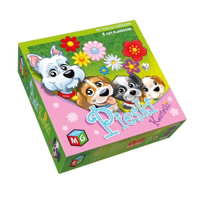 Gra planszowa Pieski Kwiatki Multigra – kolorowa plansza z pieskami i kwiatkami dla najmłodszych dzieci