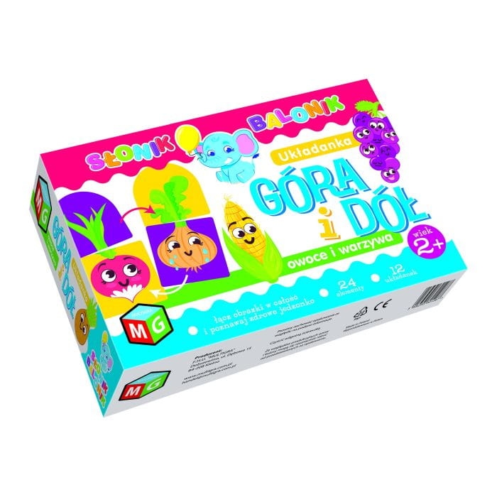 Układanka Góra i dół Owoce i Warzywa Słonik Balonik Multigra – kolorowe elementy do łączenia dla dzieci 2+