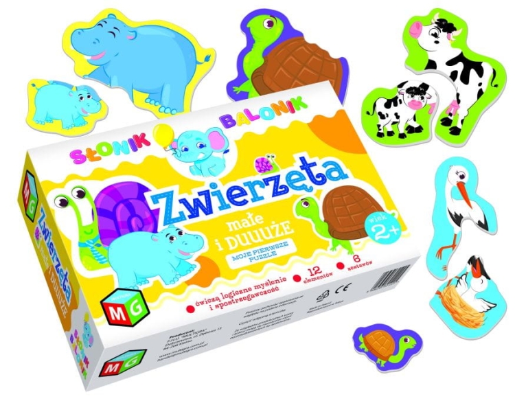 Zestaw Zwierzęta małe i duże – układanka edukacyjna z elementami do dopasowywania według wielkości