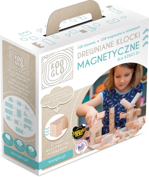Drewniane klocki magnetyczne dla dzieci - zestaw MEGA NATURAL