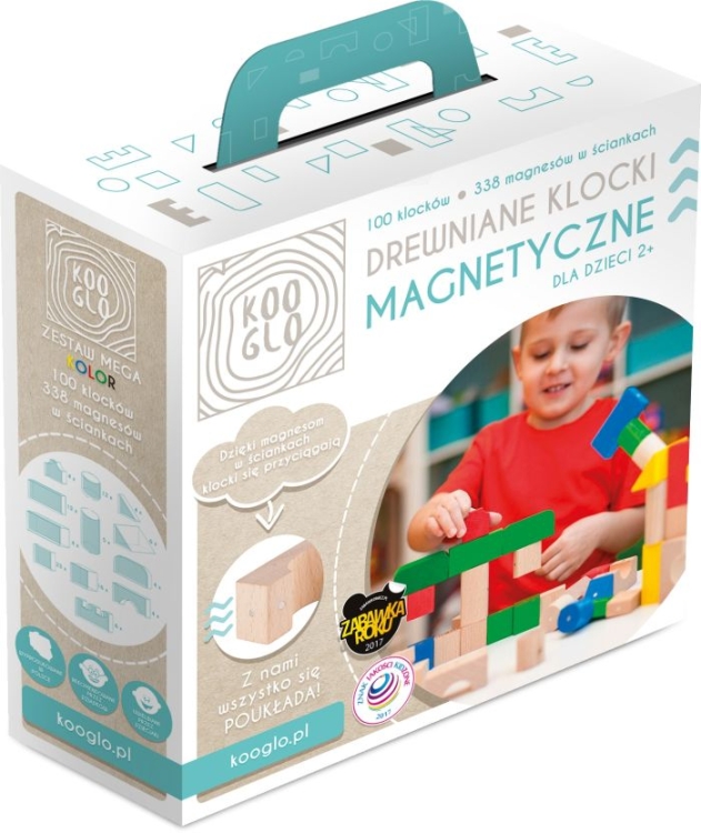 Drewniane klocki magnetyczne dla dzieci - zestaw MEGA COLOR