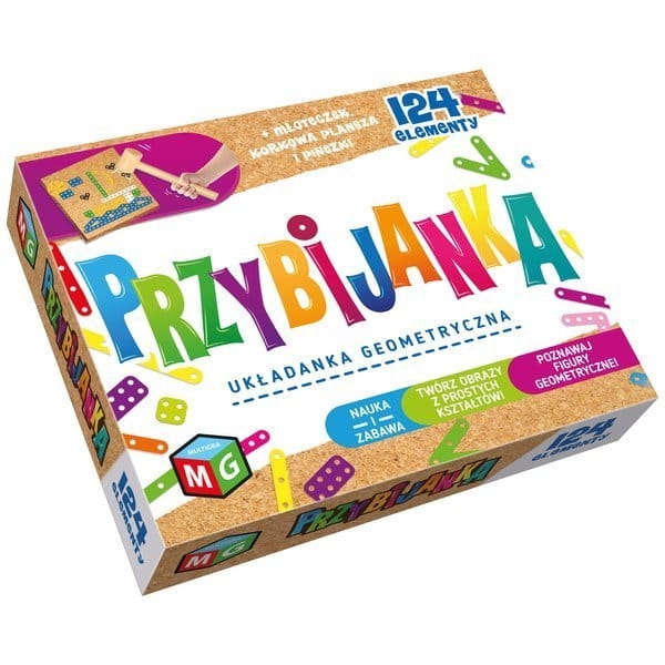 Przybijanka Multigra – zestaw 124 elementów do tworzenia obrazków młoteczkiem dla dzieci 7+