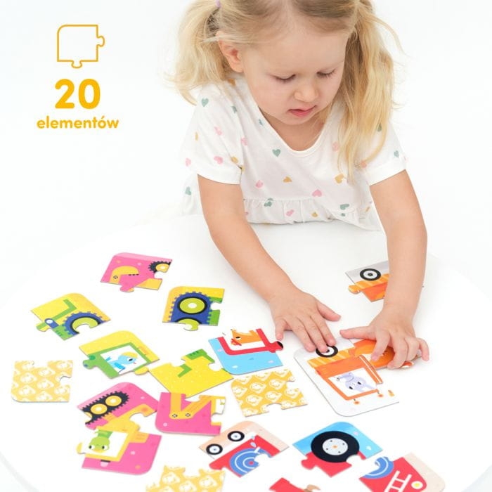 kolorowe pojazdy puzzle edukacyjne dla najmłodszych