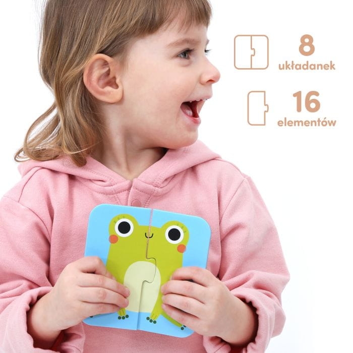 Puzzle Układam połówki Zwierzątka elementy duże i kolorowe dla 18 mies