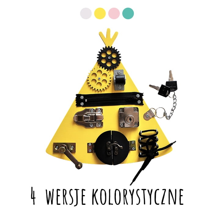 Drewniana sensoryczna tablica manipulacyjna Montessori w kształcie Indiańskiego Tipi