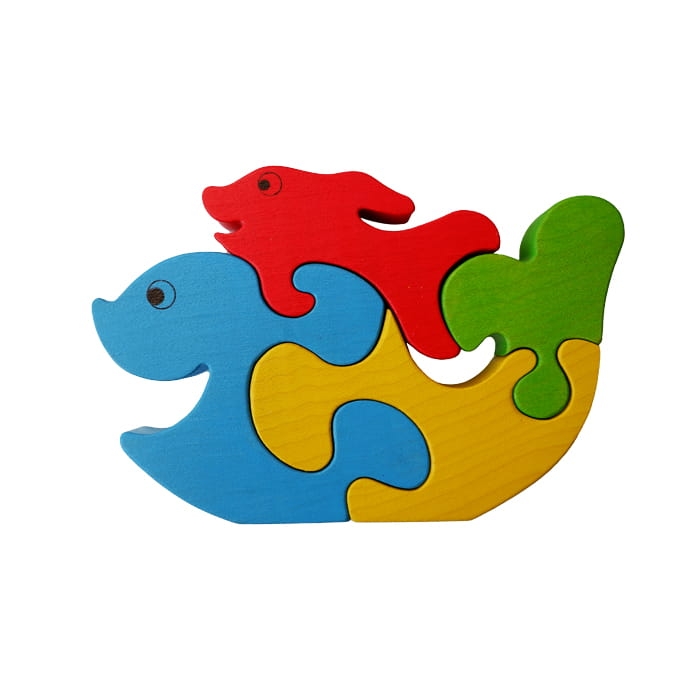 Układanka drewniana kolorowa Rybki - puzzle drewniane dla dzieci
