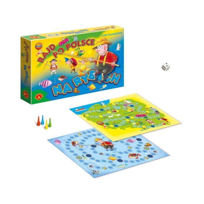 Pionki i karty w grze Rajd po Polsce – Na Rybach