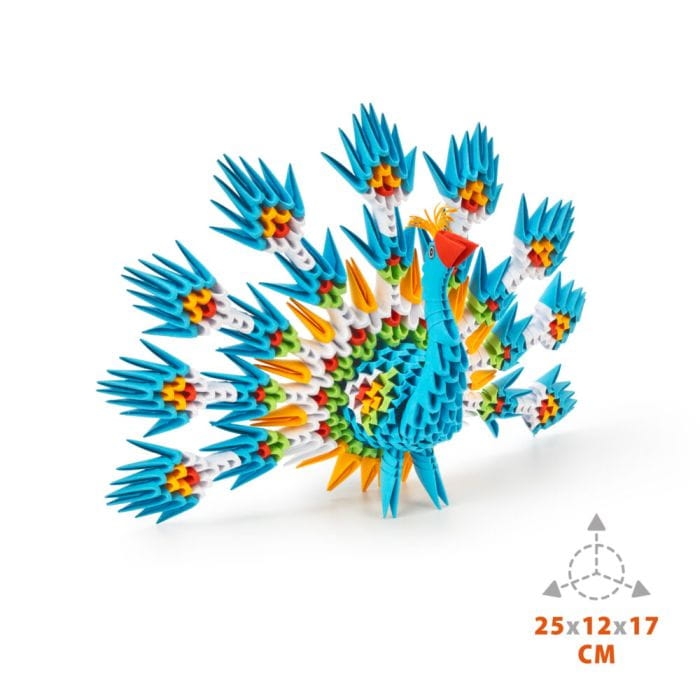 Złożona  figurka z papieru ORIGAMI 3d Paw dla dzieci