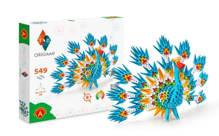 Opakowanie i figurka ORIGAMI 3d Paw