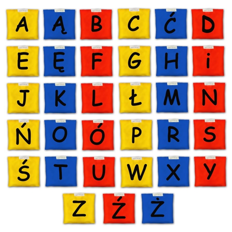 Woreczki gimnastyczne Akson Kolorowy Alfabet ZESTAW LITEREK 3 KOLORY