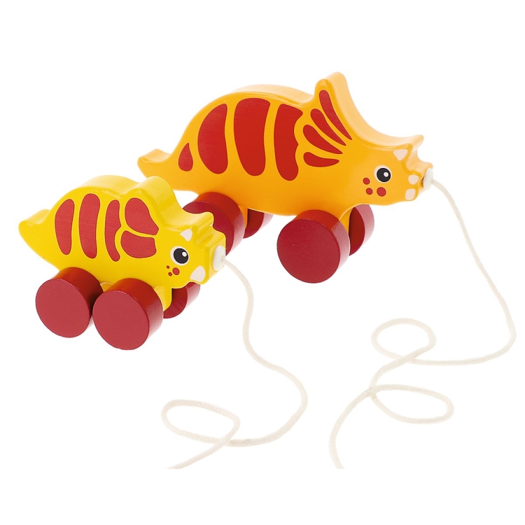 dinozaury do ciągnięcia. zabawka drewniana