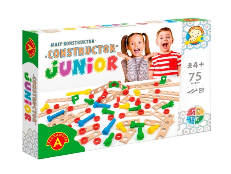 Mały Konstruktor Junior 75 elementów Alexander – kreatywny zestaw konstrukcyjny.