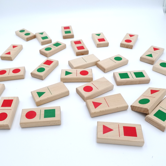 Zestaw edukacyjnego domino figury geometryczne w pudełku dla dzieci