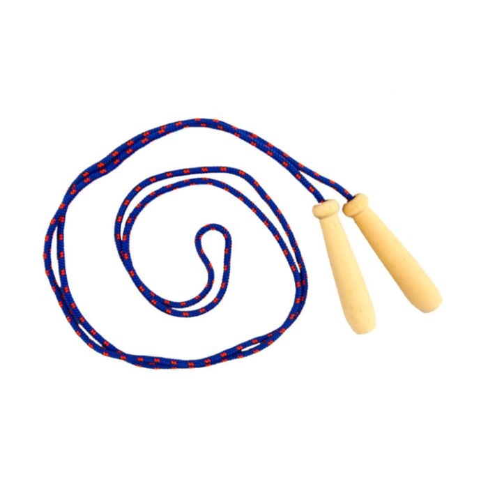 Skakanka sznurkowa z drewnianymi raczkami kolor niebieski Akson