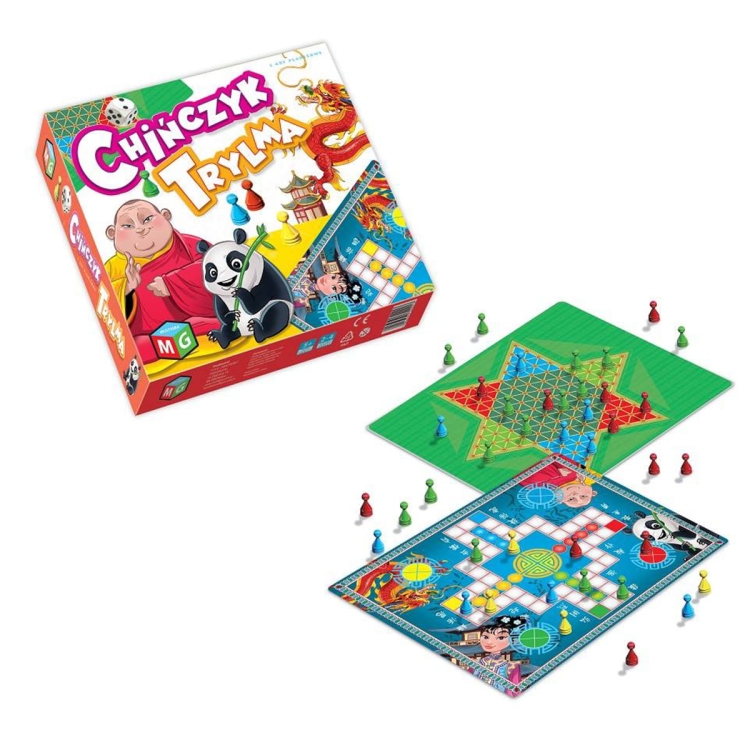 gra planszowa rodzinna 2w1 chińczyk oraz trylma