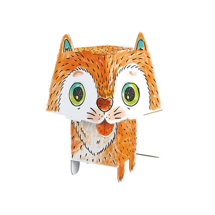 Tekturowy model kota do kolorowania Cube Head