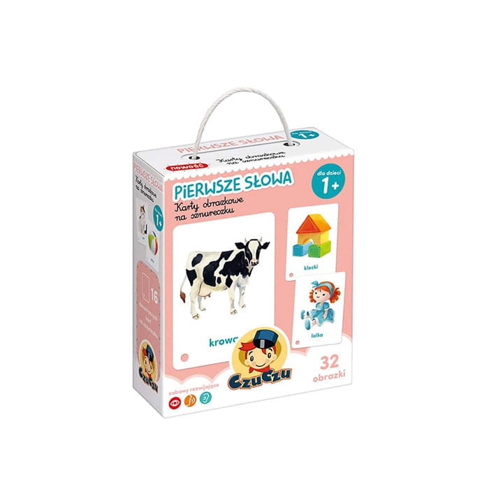 Karty obrazkowe na sznureczku CzuCzu – zestaw edukacyjny dla dzieci 12 miesięcy+