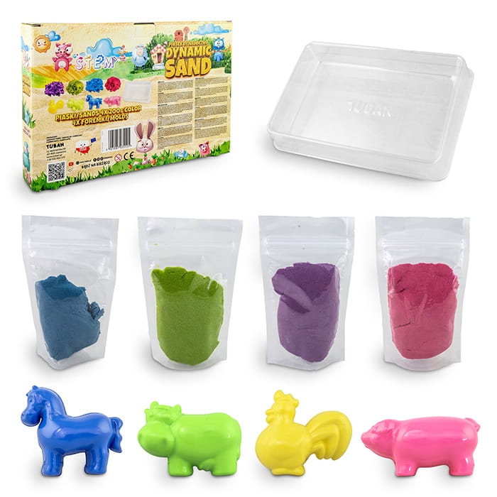 Piasek dynamiczny kinetyczny Tuban – zestaw Farma do zabawy