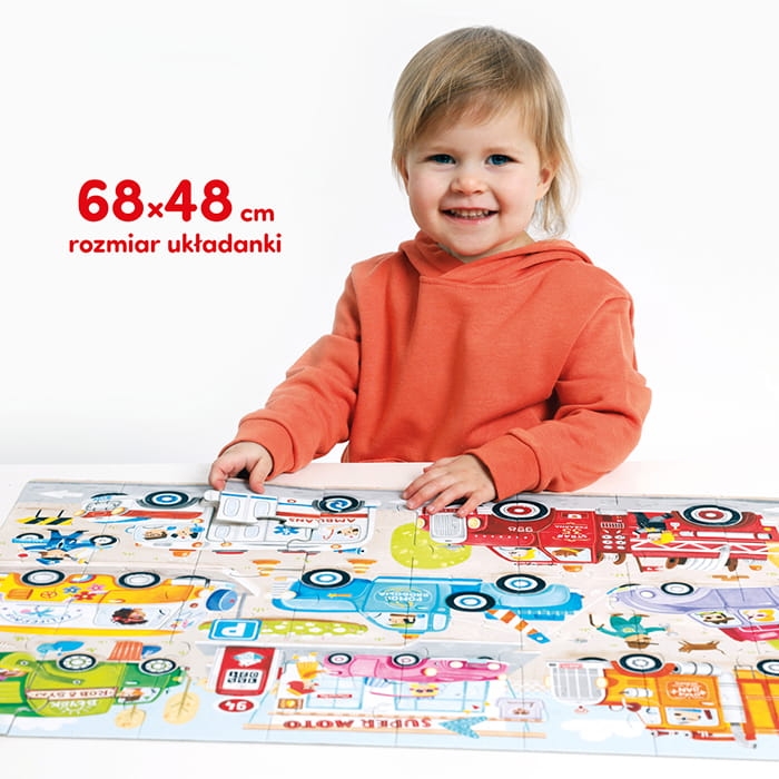 Dziecko układa puzzle CzuCzu Moto puzzle Auta
