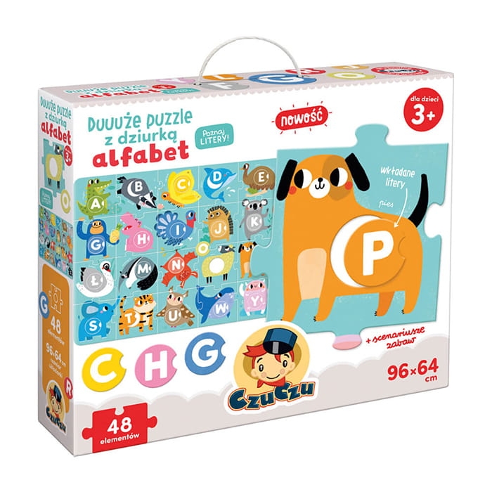 duuuze puzzle z dziurką alfabet czuczu – edukacyjne puzzle dla dzieci