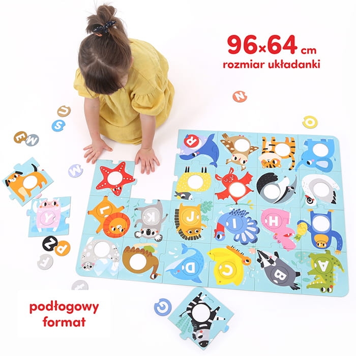 duże puzzle z dziurką czuczu alfabet – litery dla dzieci 3+
