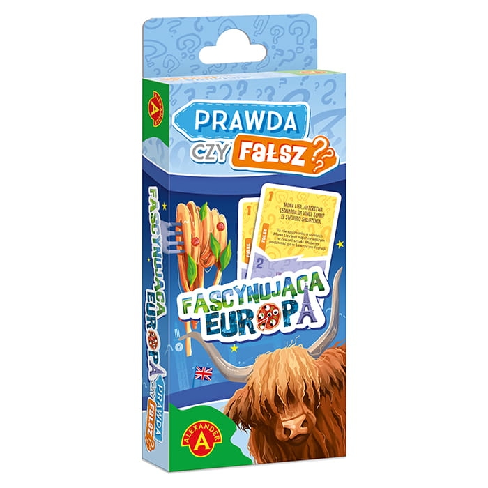 Prawda czy Fałsz Fascynująca Europa – pudełko gry edukacyjnej.
