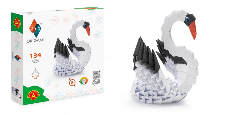 Model łabędzia – gotowy efekt pracy z zestawu Origami 3D.