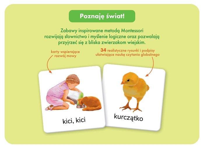 zestaw kart Montessori do nauki nazw zwierząt