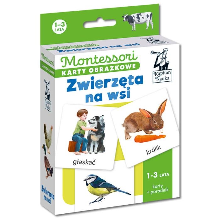 karty obrazkowe Montessori zwierzęta na wsi Kapitan Nauka