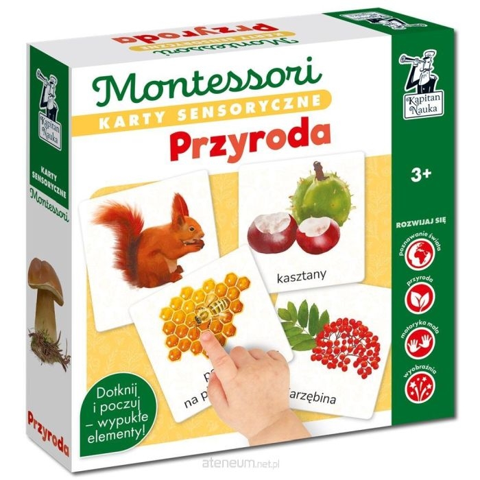 Karty sensoryczne Przyroda Kapitan Nauka Montessori dla dzieci 3+