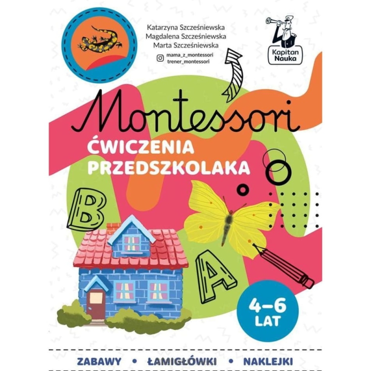 Okładka Montessori Ćwiczenia przedszkolaka 4-6 lat Kapitan Nauka