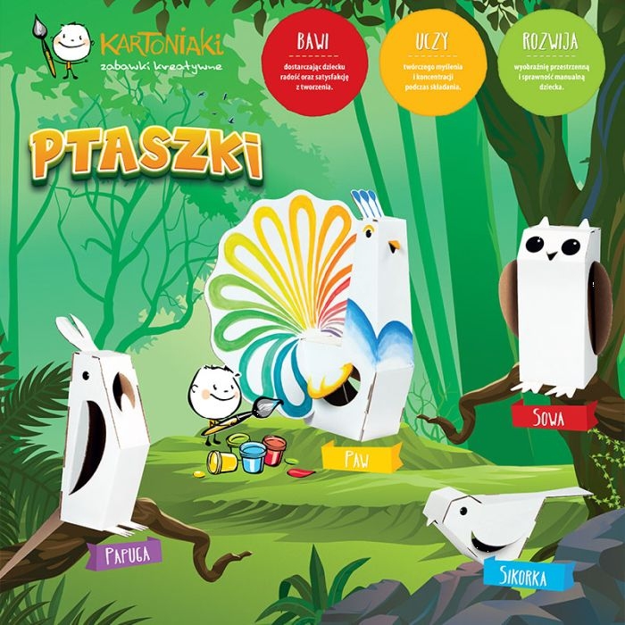 ptaszki z tektury do składania i malowania zestaw kreatywny dla dzieci