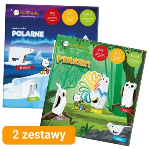 Ptaszki i polarne zwierzęta z tektury do składania i malowania – kreatywny zestaw
