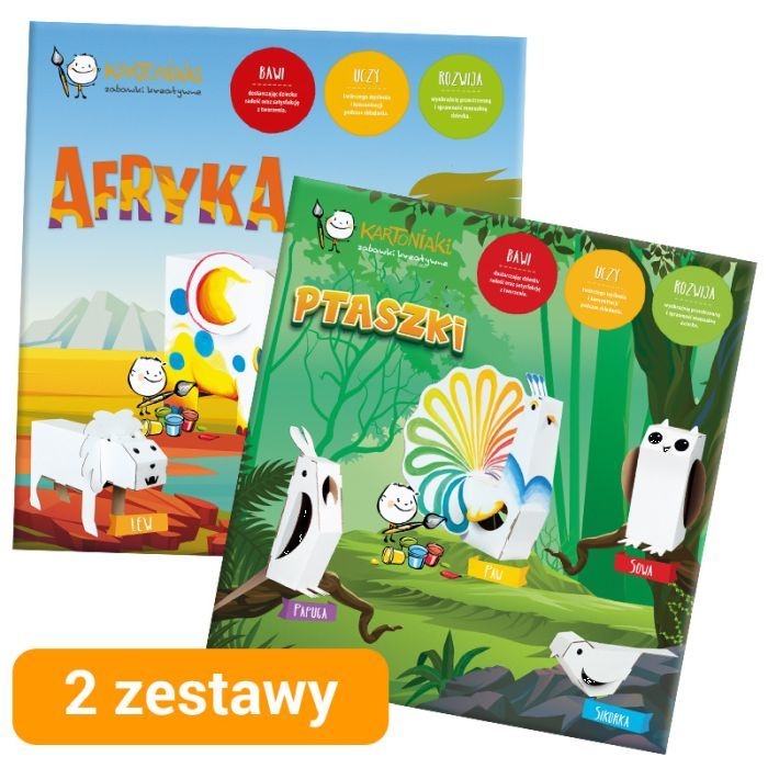 Zwierzątka AFRYKA + PTASZKI do składania i kolorowania 3+
