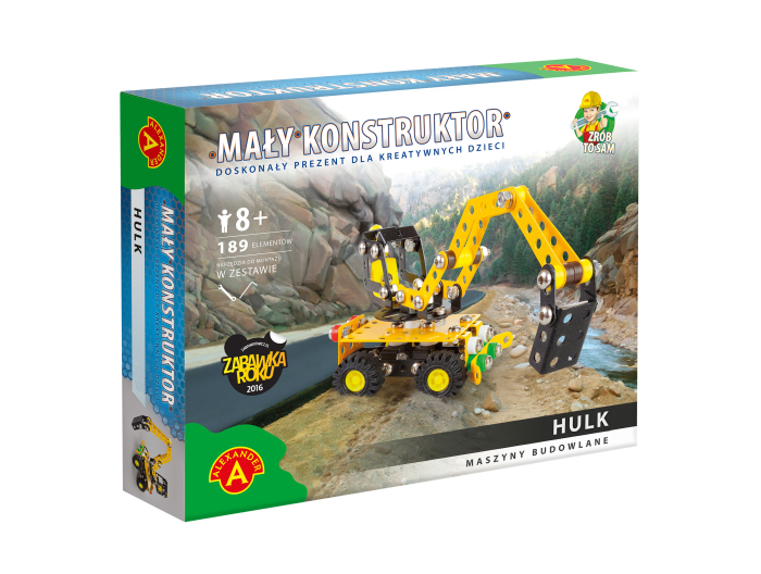 Model koparki Hulk – zbudowany pojazd z ruchomą łyżką.