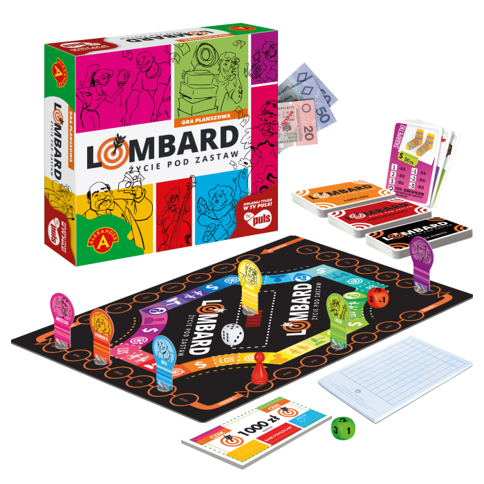 Plansza i pionki z gry Lombard Życie pod zastaw Alexander