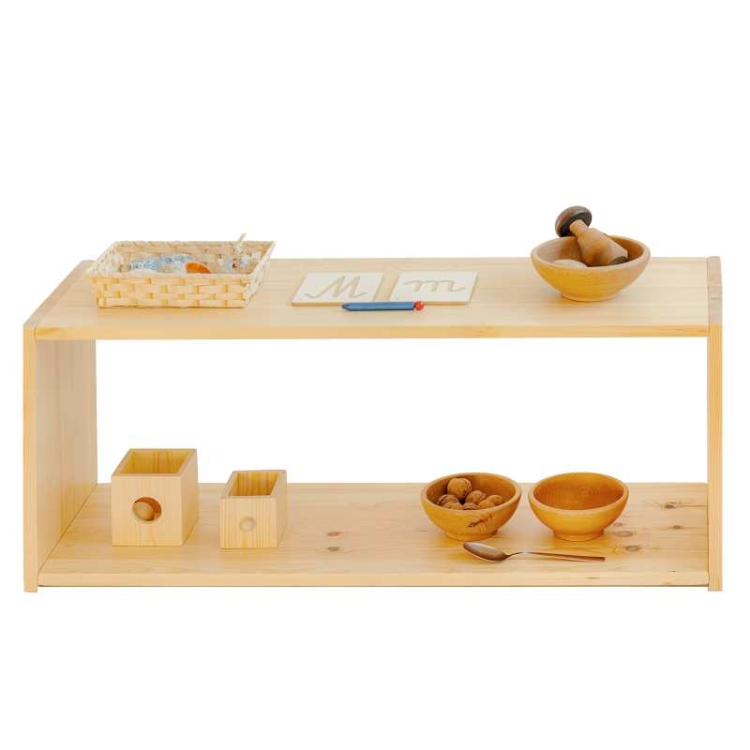 Drewniany regał dla dzieci z 2 półkami, do pokoju dziecięcego