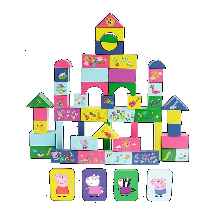 drewniane klocki konstrukcyjne Świnka Peppa