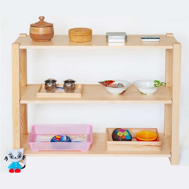 Ażurowy drewniany regał dla dzieci z 3 półkami do pokoju dziecięcego