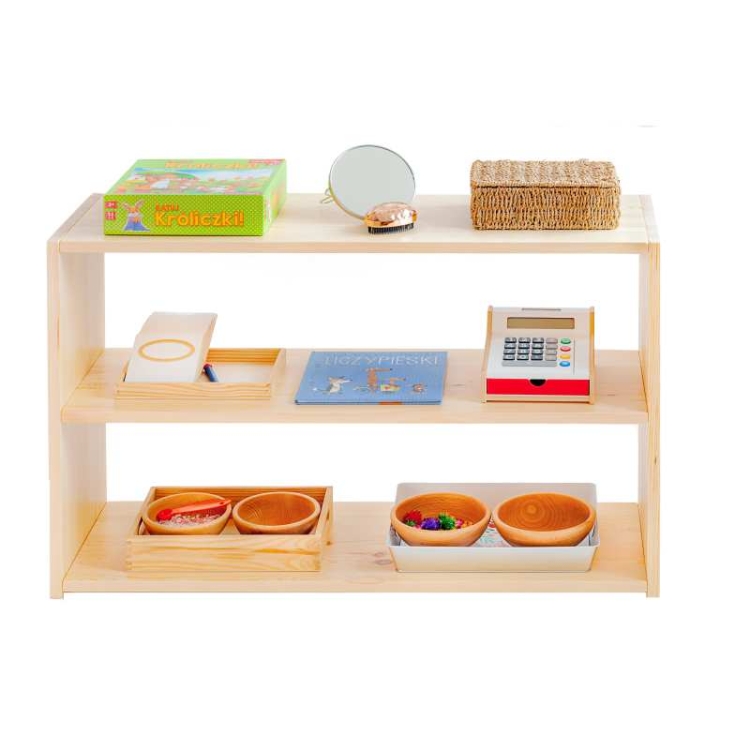 Drewniany regał dla dzieci z 3 półkami do pokoju dziecięcego