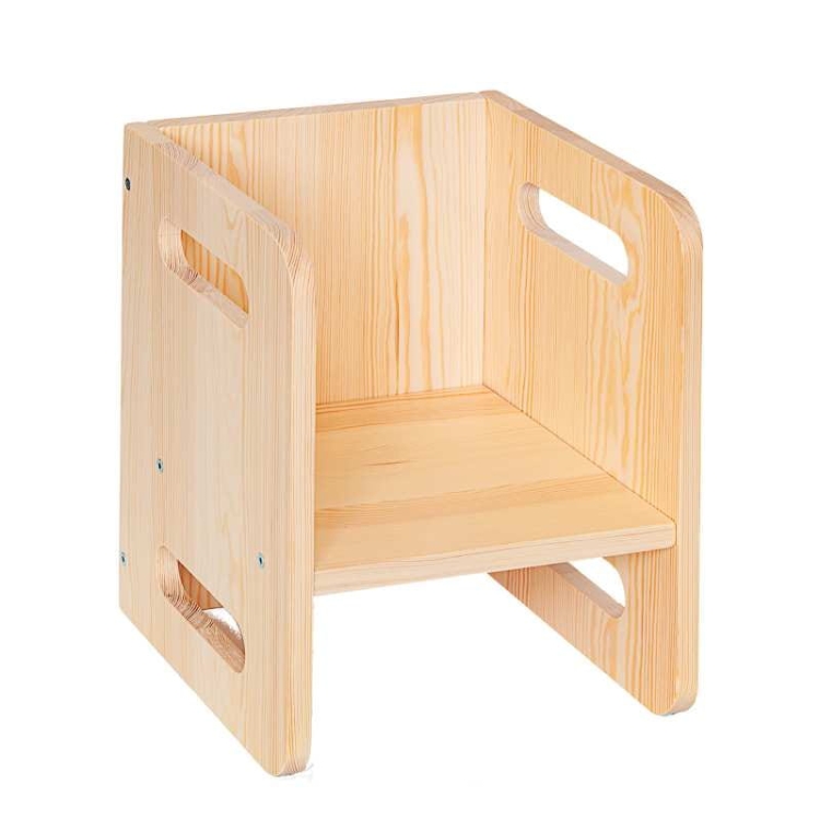 Drewniane krzesełko dla dziecka "rosnące" - wysokość siedziska regulowana przez odwrócenie krzesła (od 4 msc do 4 lat) - Polana Montessori