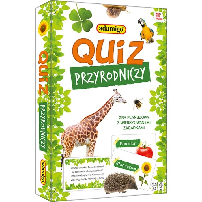 Gra planszowa Quiz przyrodniczy z zagadkami Adamigo 5+ pudełko