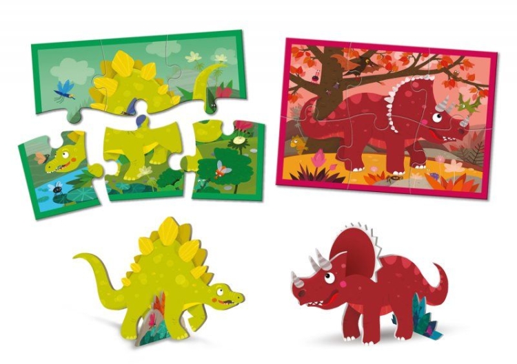 Rozgrywka i układanie puzzli Moje Dinozaury Granna